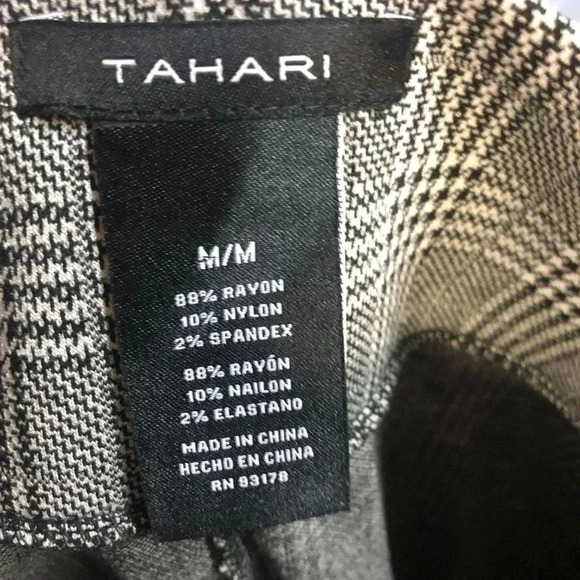 Tahari Medium Plaid Stretch Dress Pants Skinny Leg Black Gray - Picture 4 of 4
